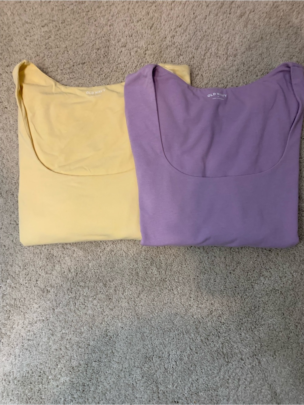 Lot 2 Old Navy Elbow Sleeve Scoop Neck Tops Yellow Purple Womens Fitted Tee